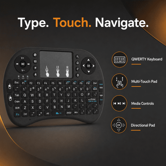 Mini Wireless Keyboard with Touchpad, 2.4 GHz and Bluetooth, 7-Color Backlit Remote for Smart TV, TV Box, PC, Laptop and HTPC