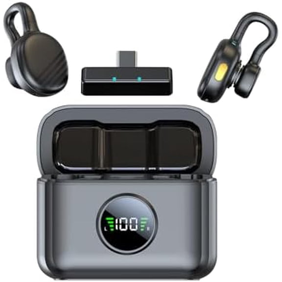 Mini Wireless Microphone for iPhone 15/16 and Android Phone, Clip On USB C Lavalier Mic with Charging Case, 7H Battery, Noise Canceling Lapel Microphone for Video Recording Vlogging, YouTube$$Music