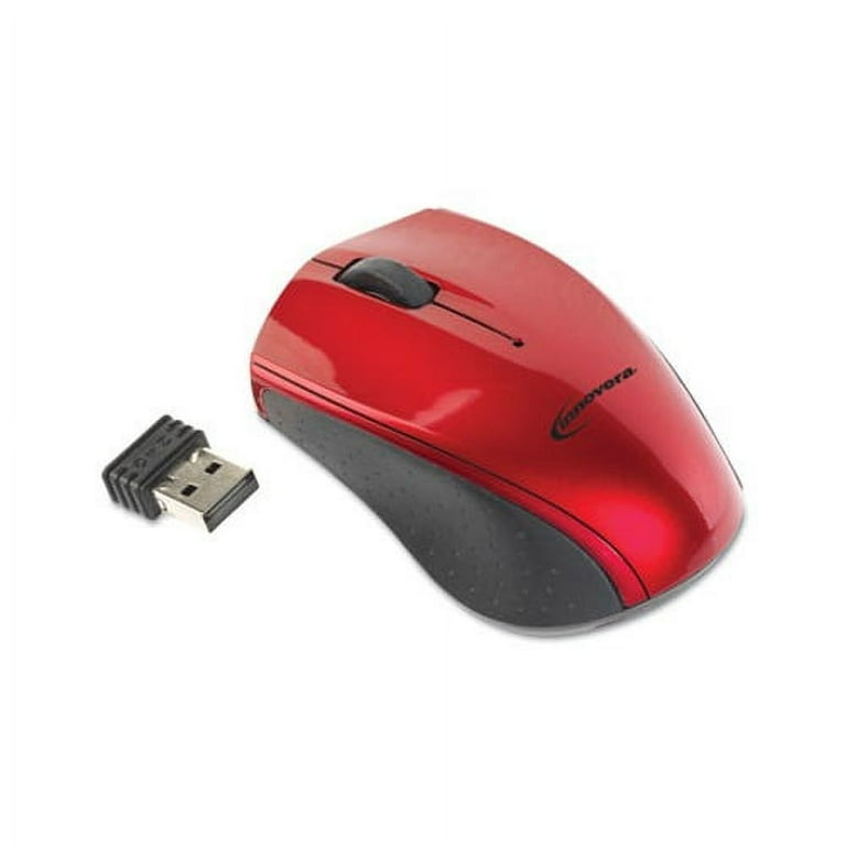 Mini Wireless Optical Mouse, 2.4 GHz Frequency/30 ft Wireless Range, Left/Right Hand Use, Red/Black Mini Wireless Optical Mouse, 2.4 GHz Frequency/30 ft Wireless Range, Left/Right Hand Use, Red/Black