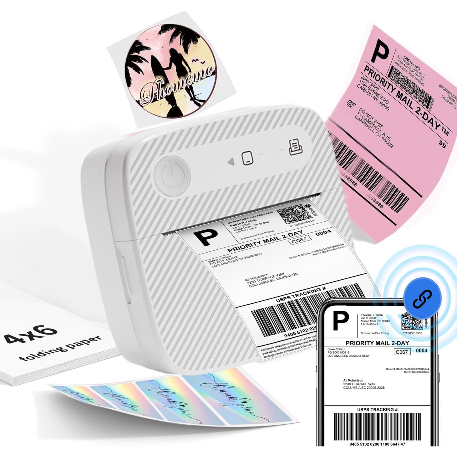 Wireless Printer For Small Business Mini Wireless Photo Printer,Bluetooth Thermal Label Photo Printer for