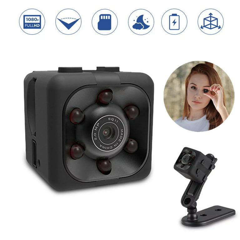 Mini Wireless Security Camera, Full HD 1080P Portable Small HD Nanny Cam  with Night Vision, Video Record and Motion Detection for Home, Car, Drone,  Office and O…