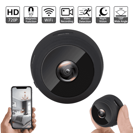 Mini Wireless Security Camera, Full HD 720P Portable Small HD Nanny Cam with Night Vision, Video Record and Motion Detection for Home Car Drone Office and Outdoor Use