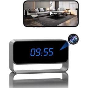 Mini Wireless Security Camera with Clock Display - Full HD 1080P - WiFi Nanny Cam for Home Use - Strong Night Vision - Cloud/Local Storage