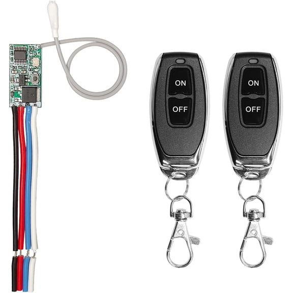Mini Wireless Switch, 433Mhz Remote Control Relay Switch, DC 6V-24V 1CH Channel Relay Wireless Secure RF Transmitter and Receiver kit, Momentary Toggle Latched Mode