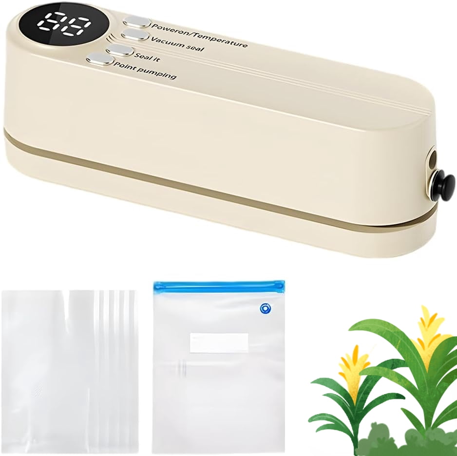Mini Wireless Vacuum Sealer, 2025 New 3-in-1 Cordless Mini Vacuum Sealer for Food, Portable Handheld Vacuum Food Preservation Packaging and Laminating Machine for Dry Moist Food Storage (White)