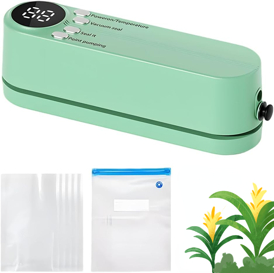 Mini Wireless Vacuum Sealer, 2025 New 3-in-1 Cordless Mini Vacuum Sealer for Food, Portable Handheld Vacuum Food Preservation Packaging and Laminating Machine for Dry Moist Food Storage (Green)