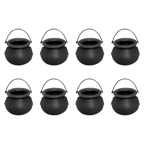 Mini Witch Cauldron Bucket Set, Small Plastic Witch Jars Trick Or Treat Candy Holder for Table Centerpiece Halloween Party Decorations Black