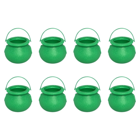 Mini Witch Cauldron Bucket Set, Small Plastic Witch Jars Trick Or Treat Candy Holder for Table Centerpiece Halloween Party Decorations Green