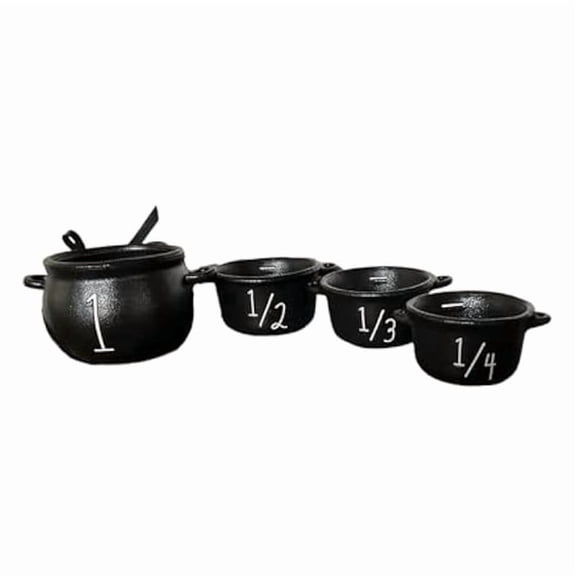 Mini Witch Cauldron Set,4pc Small Cauldron,Mini Witch Cauldron Candy Bucket Cauldron Measuring Cups Halloween Decoration