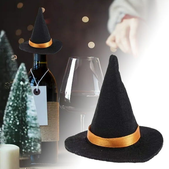 Mini Witch Hat Bottle Toppers, Halloween Bottle Decorations, Spooky Cute Party Table Decor for Halloween Party Favors and Gatherings,Halloween Bottle Cover