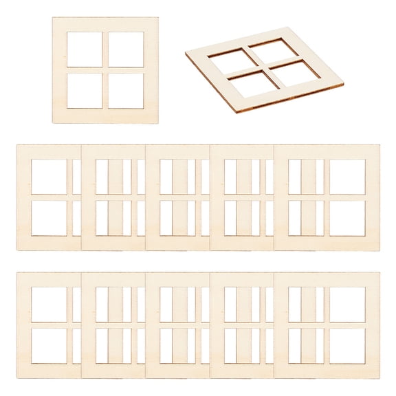Mini Wood Dollhouse Window Furniture Accessories for Miniature Living Room Square Beige 70x70x3.5mm