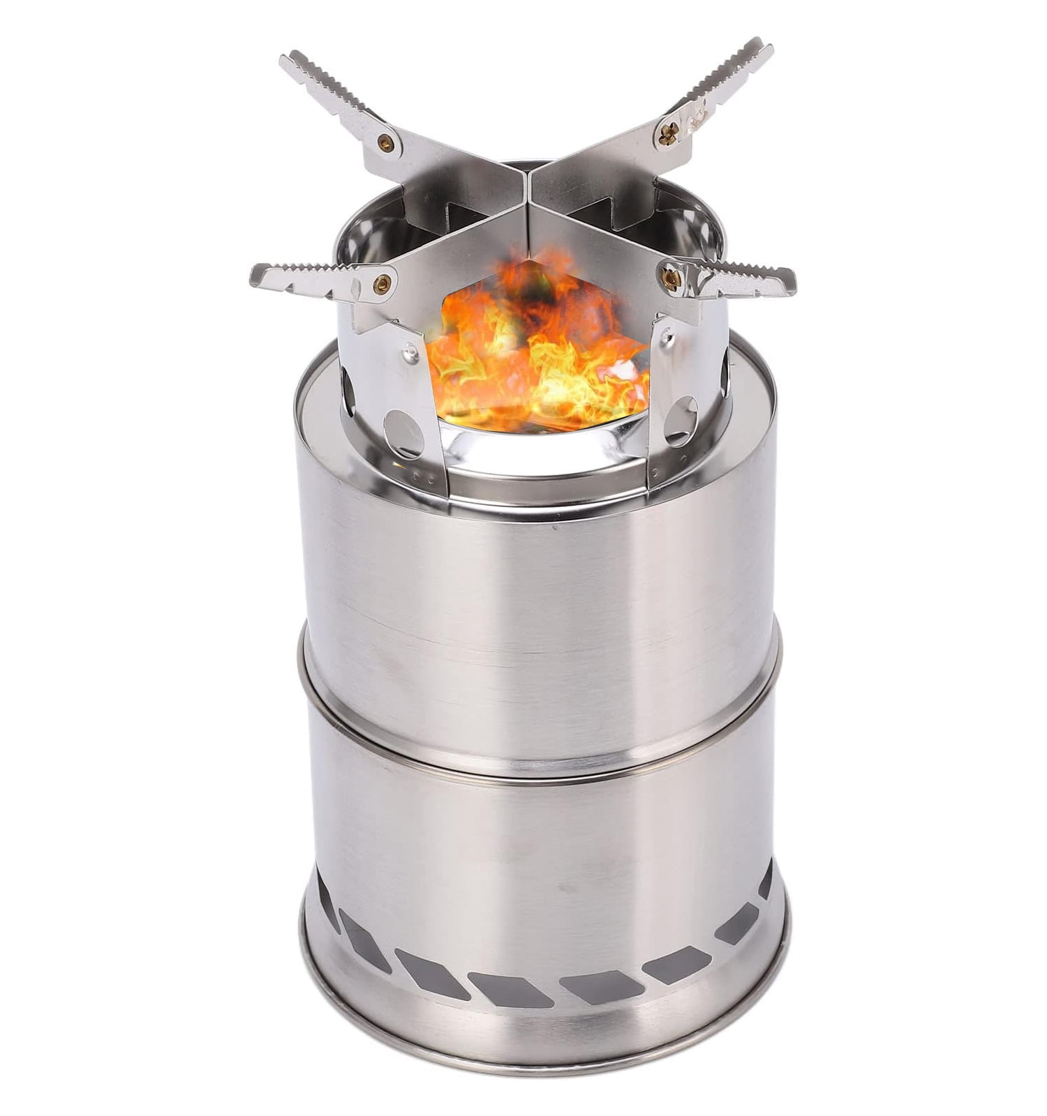 Mini Wood Stove, Camping Stove Stainless Steel Portable Stove, Backpacking Survival Stove Wood Burning Stove for Picnic BBQ Camp Hiking with Carry Bag