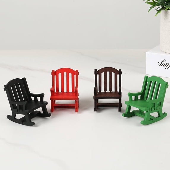 Mini Wooden Beach Chair Dollhouse Miniature Furniture Prop, Natural Wood Small Chair for Crafts & Diorama Decor