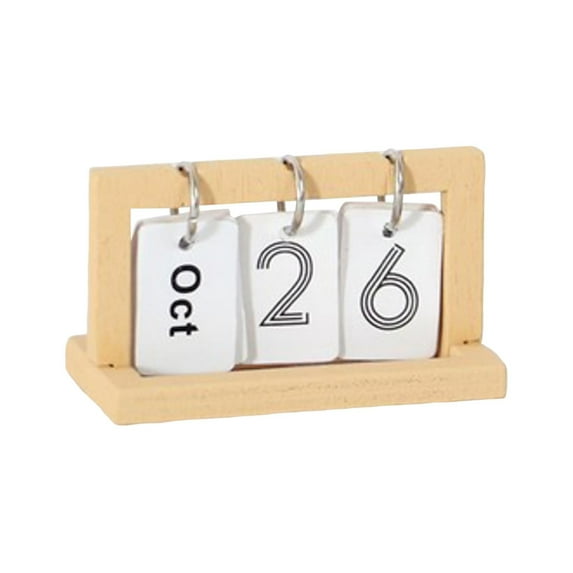 erfcxs Mini Wooden Desktop Flip Calendar Doll Kit Decorative Table Ornament and Novelty