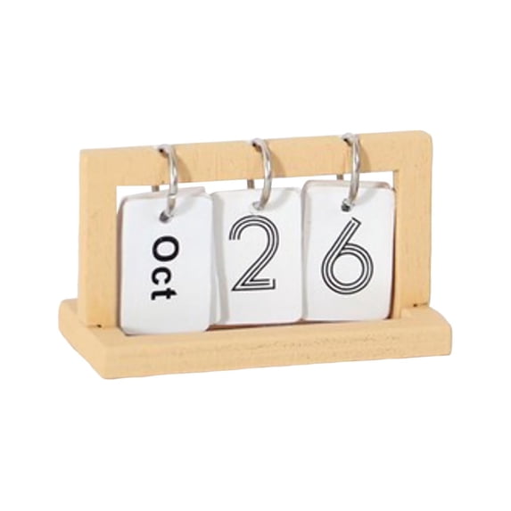 Mini Wooden Desktop Flip Calendar Doll Kit Decorative Tabletop Ornament