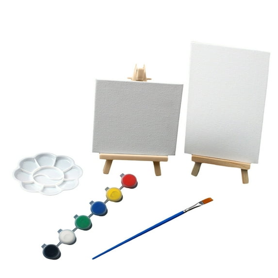Mini Wooden Easel for Kids Art Set - Portable Drawing Board with Canvases - Ideal for Home Classroom Painting Projects and Play