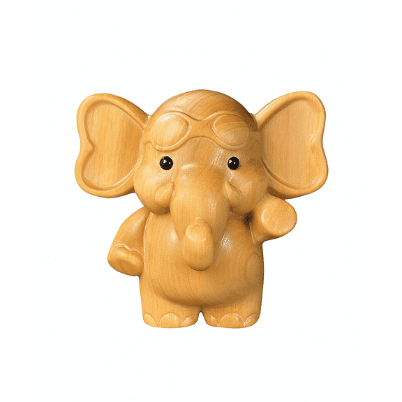 Mini Wooden Elephant Figurine  Rustic Animal Desktop Ornament for Tiered Tray, Shelf Decor, Office or Gift Display