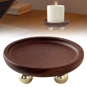 Mini Wooden Pedestal Tray with Gold Legs, Round Display Riser Stand 13cm, Decorative Serving Tray for Candles, Perfume, Jewelry, Bathroom Counter Vanity Organizer