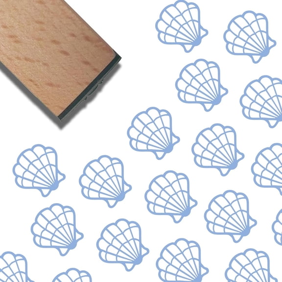 Mini Wooden Rubber Stamp 3/5 Inch Sea Shell Ocean Life Summer Pattern Small Wood Stamps Vintage Reusable Print