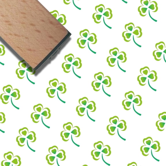 Mini Wooden Rubber Stamp Clover Easter 3/5 Inch Cute Pattern Small Wood Stamps Vintage Reusable Print DIY