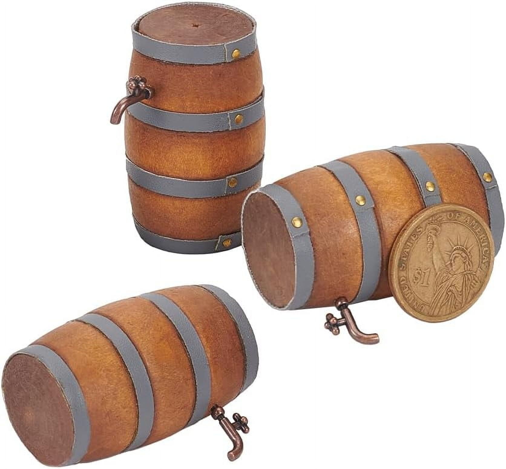 Mini Wooden Wine Barrel Miniature Beer Barrel with Zinc Alloy Findings Goldenrod 43x32x51mm