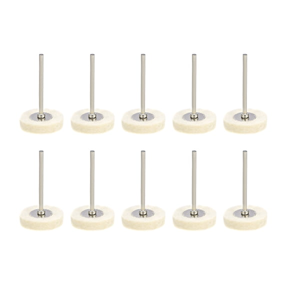 Mini Wool Felt Buffing Wheels 25mm x 5.5mm with 2.35mm Arbor for Rotary Tool White 10 Pcs