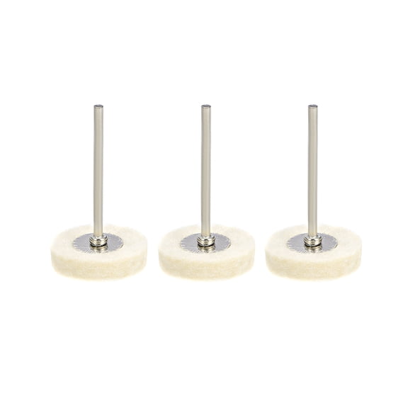 Mini Wool Felt Buffing Wheels 25mm x 5.5mm with 2.35mm Arbor for Rotary Tool White 3 Pcs