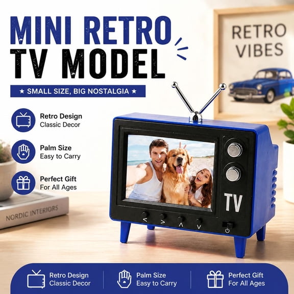 Mini Working TV for 1:12 Scale Dollhouse - 1500mAh Battery 8 Hour Playback, IPS Full View Screen with 8GB Storage, Tiny Television Decor for Collectors