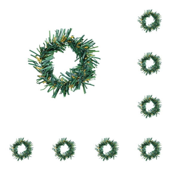 Mini Wreaths 10pcs, Mini Christmas Wreaths for Crafts and Candle Displays, Small Artificial Greenery Rings, 3 Inch Round Wreaths for Cabinet, Shelf, Table Decor