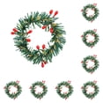 thumbnail image 1 of Mini Wreaths 10pcs, Small Christmas Wreaths for Candle Decor, Artificial Greenery Rings with Berry Accents, 3.15 Inch Round Wreaths for Table, Cabinet, Mantel and Crafts, 1 of 5