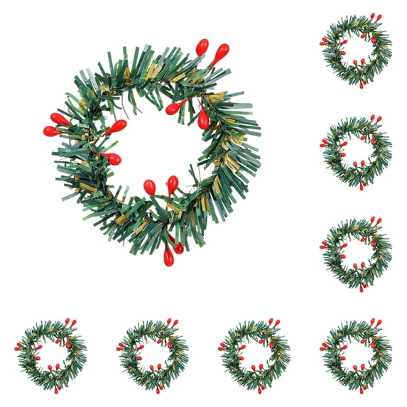 Mini Wreaths 10pcs, Small Christmas Wreaths for Candle Decor, Artificial Greenery Rings with Berry Accents, 3.15 Inch Round Wreaths for Table, Cabinet, Mantel and Crafts