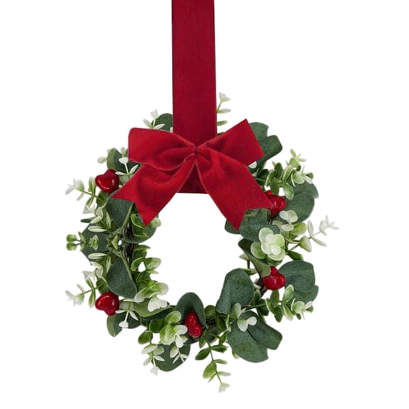 Mini Wreaths for Cabinets, Small Wreaths for Kitchen Cabinets, 10.6" Farmhouse Front Door Wreath, Green Wreath, Decorative Wreaths for Indoors, Perfect for Farmhouse Window Spring Decor