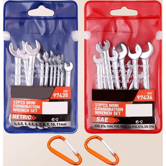 Mini Wrench Set, Metric and SAE Combination Wrench Set