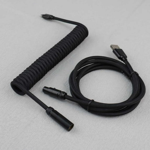 Mini XLR USB to Type-C Coiled Paracorded Cable for Mechanical Keyboard Braided USB Keyboard Cord