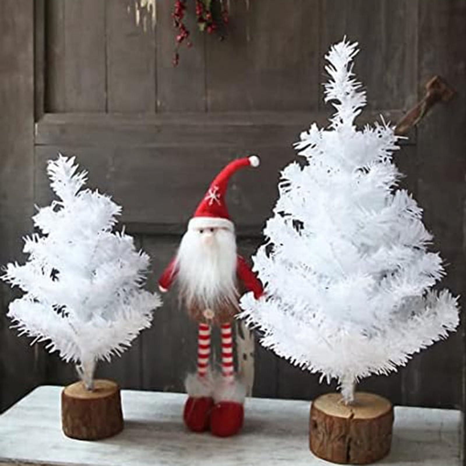 Mini Xmas Tree for Tabletop,White Christmas Small Xmas Tree with Wooden