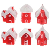 Mini Xmas Village Figurines 6Pcs Snow Houses Roll Decoration