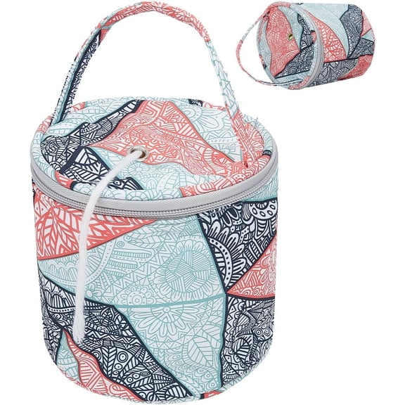 Mini Yarn Storage Bags Colorful Patterns Small Yarn Bag with Holes Portable Yarn Storage Case Mini Project Organizer Crochet Thread Sewing Accessories for Carry Crochet Hooks Skein Yarn