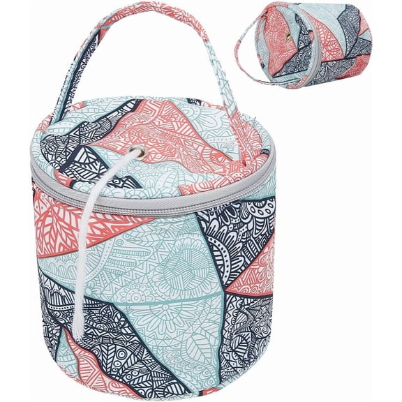 Mini Yarn Storage Bags Colorful Patterns Small Yarn Bag with Holes Portable Yarn Storage Case Mini Project Organizer Crochet Thread Sewing Accessories