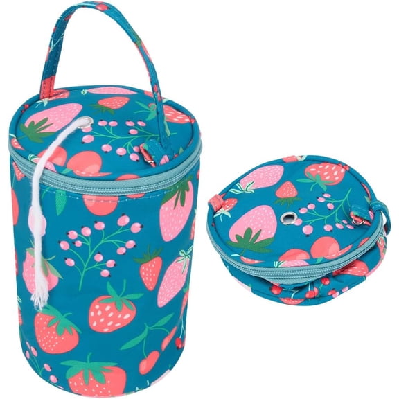 Mini Yarn Storage Bags Strawberry Small Yarn Bag with Holes Teal Portable Yarn Storage Case Mini Project Organizer Crochet Thread Sewing Accessories