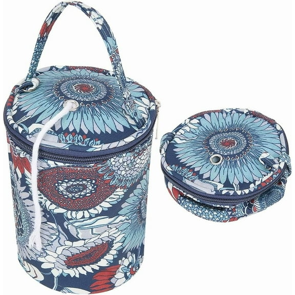 Mini Yarn Storage Bags Sunflower Blue Small Yarn Bag with Holes Portable Yarn Storage Case Mini Project Organizer Crochet Thread Sewing Accessories for Carry Crochet Hooks Skein Yarn for DIY