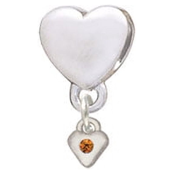 Mini Yellow Birthday Crystal Heart - Heart Charm Bead