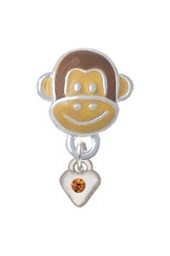 Mini Yellow Birthday Crystal Heart - Monkey Face Charm Bead