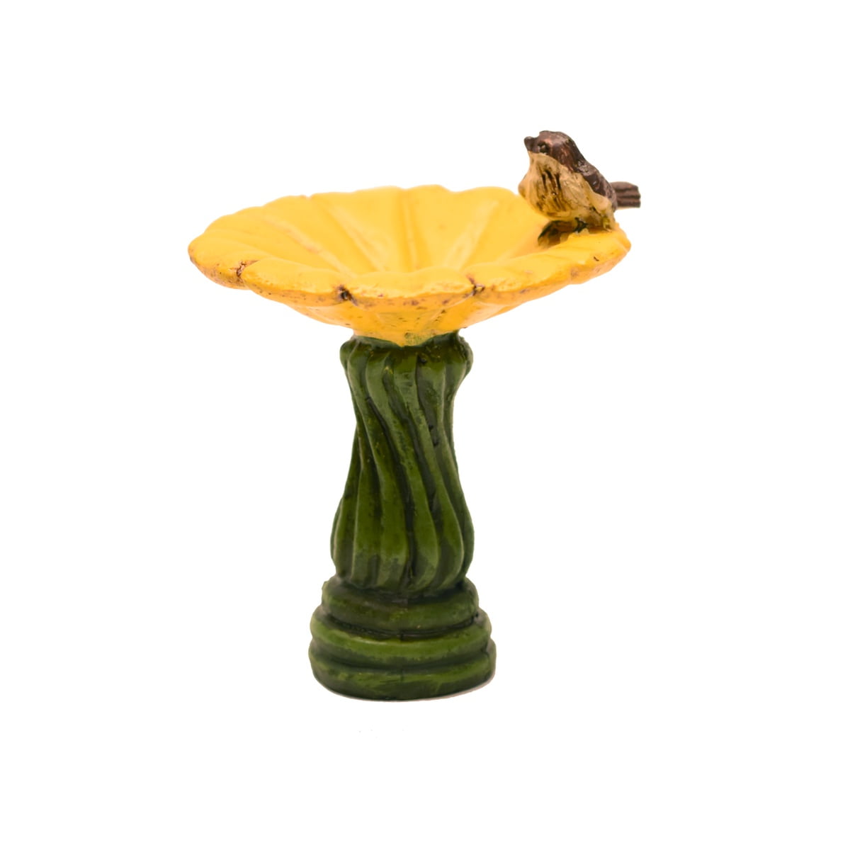 Mini Yellow Sunflower Bird Bath Miniature Fairy Garden Decor Dollhouse