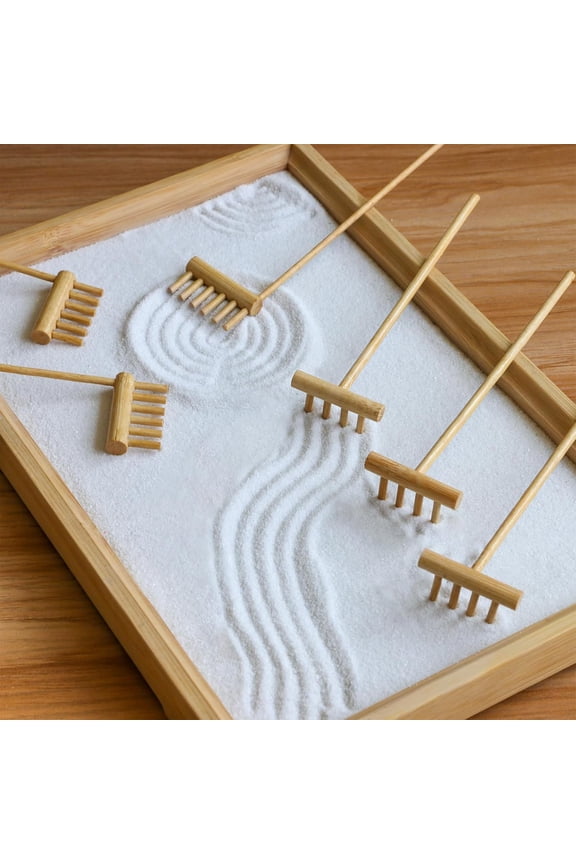 Mini Zen Garden Rake Tool - Japanese Tabletop Rock Sand Garden Tools Accessories Desktop Meditation Zen Decor Zen Gifts Office Relaxation Adult Toy Man Women Unique Stress Relief Birthday Gifts