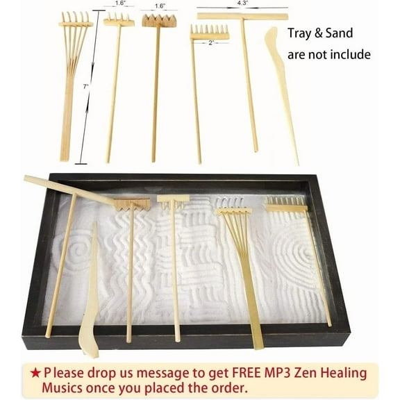 Mini Zen Garden Rake Tool - Tabletop Meditation Rock Sand Garden Kits With Moss