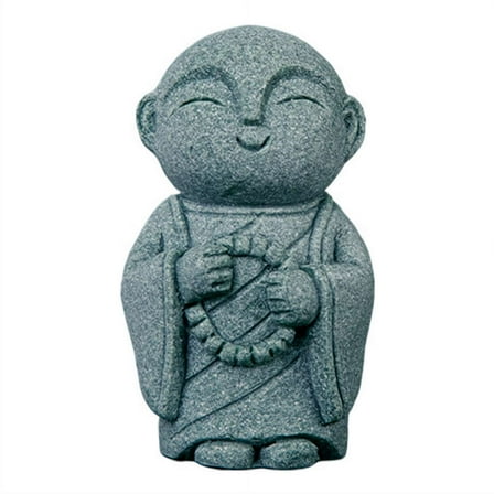 Mini Zen Monk Buddha Statue, Praying Sculpture for Wealth and Good Luck, Feng Shui Home Decor for Aquarium Garden Display