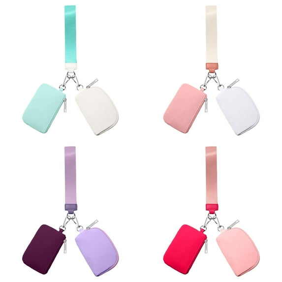 Mini Zip Around Wristlet Wallet for Women Double Pocket Wrist Wallet Portable Purse Keychain Handbag Gift for Women Mom Girlfriend Wife Daughter 4/3/2/1PCS