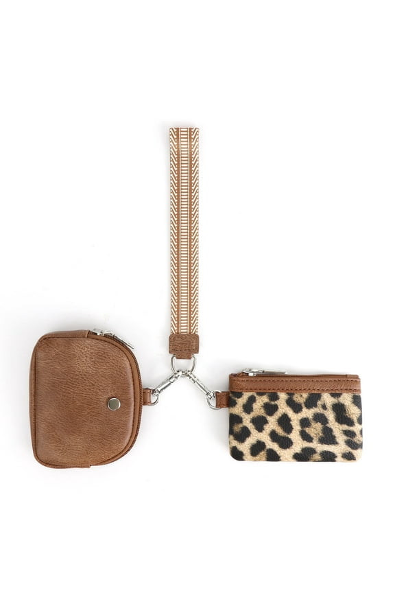 Mini Zip Around Wristlet Wallet for Women – Detachable Dual Pouch Wristlet, Lightweight Coin Purse & Keychain Wallet for Women & Men