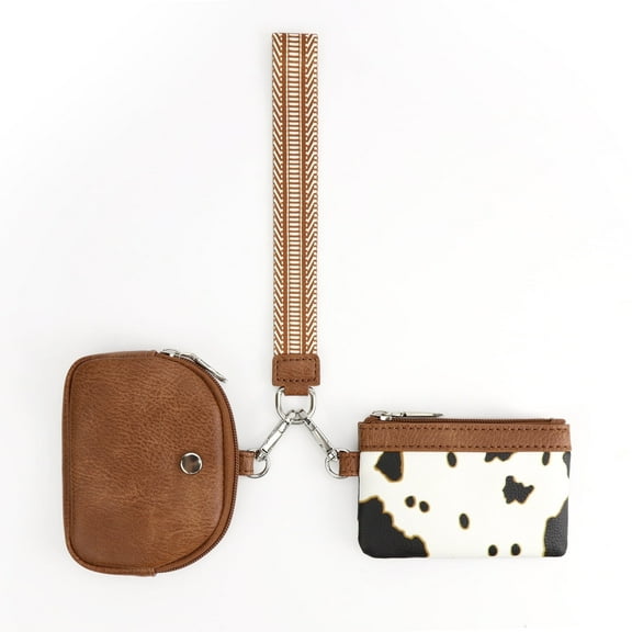 Mini Zip Around Wristlet Wallet for Women – Detachable Dual Pouch Wristlet, Lightweight Coin Purse & Keychain Wallet for Women & Men