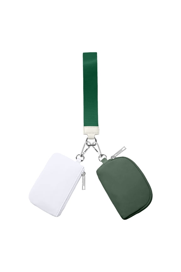Mini Zip Around Wristlet Wallets for Women Small Portable Purse DualPouch Keychain Wristlet Gifts for Women Travel Outdoors